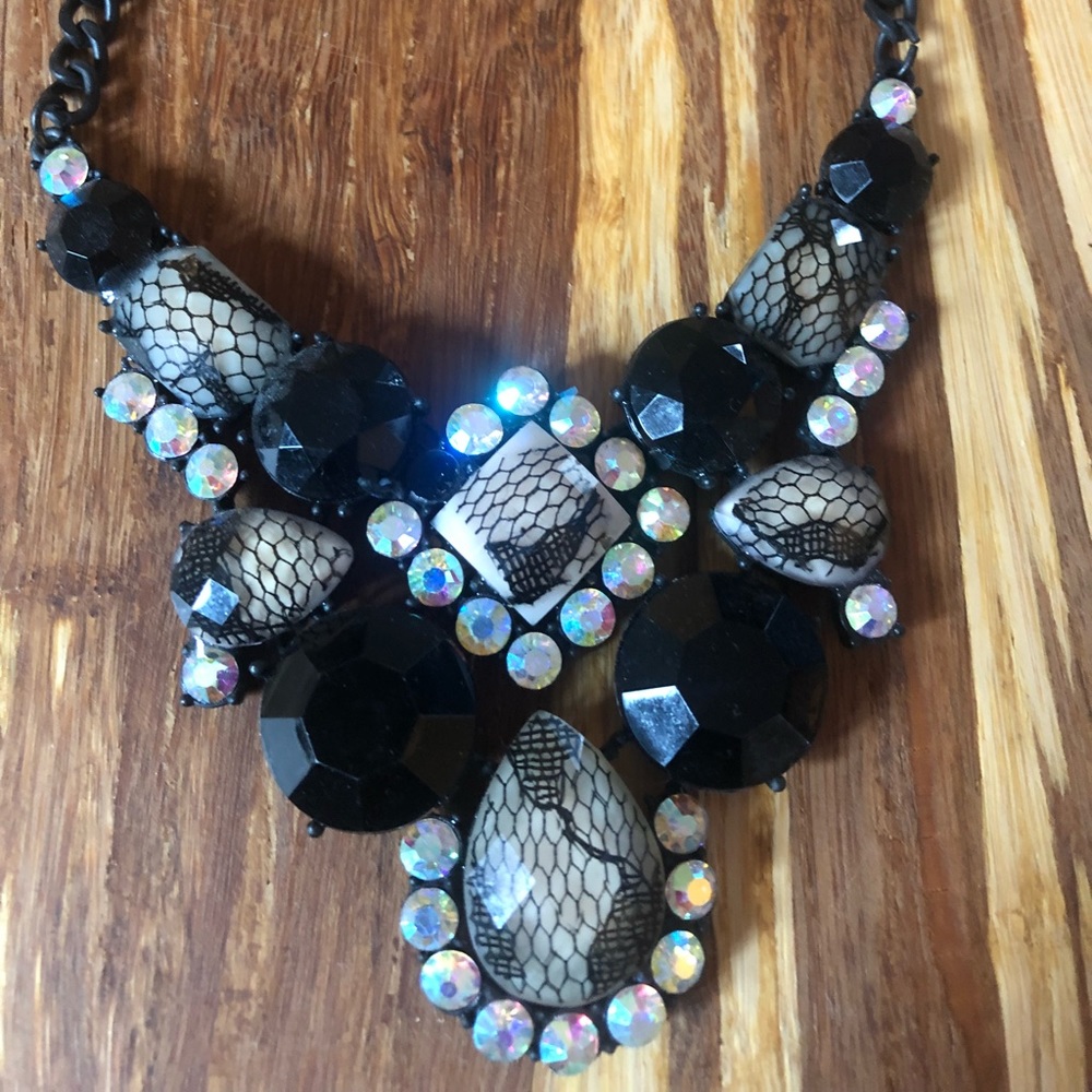 Black and lace statement necklace